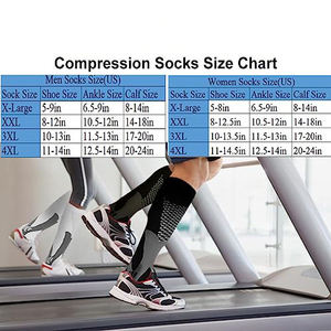 Chaussettes de compression hautes pour la course à pied, respirantes, en jacquard tricoté, spandex, polyester, motif géométrique, pour adultes, chaussettes de sport - Product Image 4