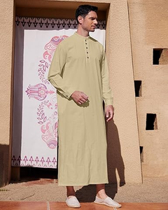 Professional OEM Manufacturer Long Sleeve Quarter Button Down Closure Thobes For <b>Men</b> Custom Made Islamic Jubbah <b>Thobe</b> - Product Image 3