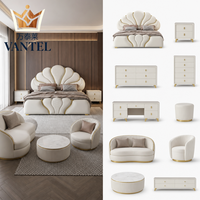 Modernes Hotel-Schlafzimmer-Möbelset Maßgefertigtes Kingsize-Bett Nachttisch Kommode für Luxus-Hotelgästezimmer