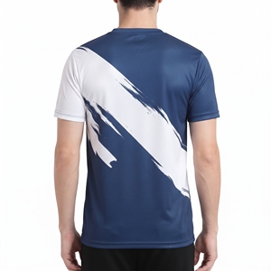 เสื้อยืดกีฬาพิมพ์ลายทั้งตัวสำหรับผู้ชาย เสื้อยืดออกกำลังกายแบบกำหนดเอง ระบายอากาศได้ดี แขนสั้น เสื้อผ้ากีฬาประสิทธิภาพสูง - Product Image 6