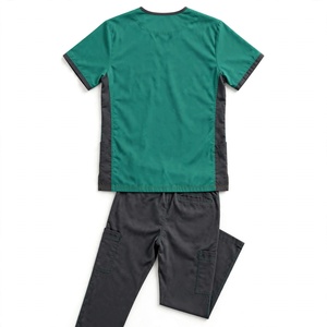 Ensemble de blouses médicales vertes unisexes Amkoor en polyester respirant, tenue de travail pour adultes, détection d'aiguilles, service OEM - Product Image 2