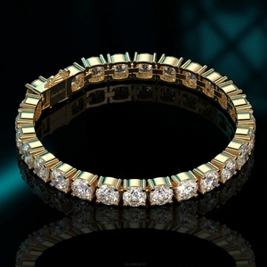 Glosbe & Co 6mm Moissanite Tennis Bracelet 14K Gold Plated GRA Certified Women <b>Men</b> Luxury Wholesale Fine Jewelry - Product Image 3