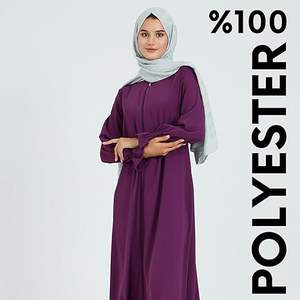 Robe longue maxi de qualité supérieure, couleur violette, avec fermeture éclair, style abaya, avec hijab, respirante, style kaftan, vêtements d'extérieur, abayas - Product Image 2