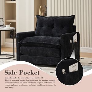 Poltrona Girevole Stile Mid-Century Modern United We Win, Imbottita con Base in Metallo Solido, Comoda Poltrona per Soggiorno - Product Image 4