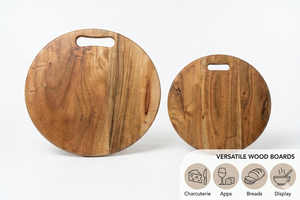 Planche de service ronde en bois d'acacia avec poignée pour le pain et les fruits, idéale pour les charcuteries et les tables à manger lors de l'inauguration de la maison - Product Image 3