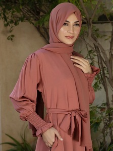 Womens Modest Daily Wear Royal Nida Full Covered Maxi Prayer Wear Saudi Hijab Niqab Front Open <b>Elastic</b> Sleeves Handmade Ramadan - Product Image 4
