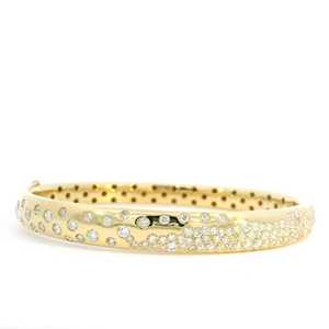 Dome <b>Bangle</b> Bracelets 14K 18K <b>Solid</b> <b>Gold</b> Round Lab Grown Diamond Pave Set Puffy Cuff Luxury Statement Fine Jewelry Factory Price - Product Image 4