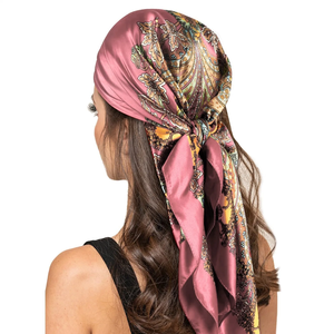 Pañuelos de satén cuadrados de moda para mujer, pañuelos ligeros para el cuello, bandanas para el cabello, pañuelos grandes para la cabeza, hiyabs para mujer - Product Image 1