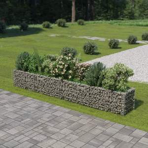 Jardinera Elevada Gabion de Acero Galvanizado Plateado 141.7x19.7x19.7 Pulgadas para Jardín - Product Image 1