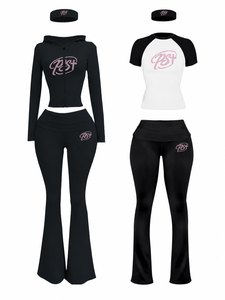 Ensembles de sport automne-hiver pour femmes : Bandeau, veste de yoga zippée, leggings taille haute pliables – Tenue de sport personnalisée 3 pièces - Product Image 2