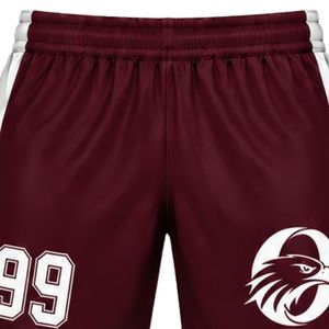 Shorts de hockey sur glace sublimés bordeaux pour hommes, en polyester rayé, uniforme sportif, vêtements d'entraînement pour matchs d'équipe - Product Image 3