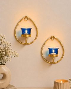 Handmade Gold Wall Mounted Tealight <b>Candle</b> <b>Holder</b> Decorative Metal Leaf Shaped Sconce wall mounted <b>candle</b> <b>holder</b> set of 2 - Product Image 3