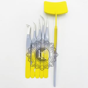 Pince à épiler professionnelle pour extensions de cils effet ombré argenté, en acier inoxydable durable avec revêtement en poudre, miroir pour cils individuels LUXURY LASH - Product Image 3