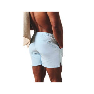 Pantalones Cortos Casuales de Color Azul Claro para Hombre, Cintura Media, Cierre Elástico, Tejido Transpirable, Corte Corto - Product Image 2