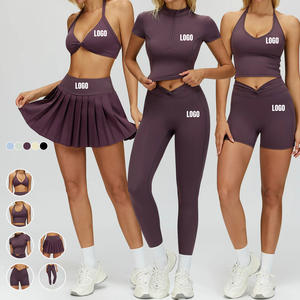 Conjunto Deportivo de Yoga de Lujo de 5 Piezas para Mujer, Sujetador Deportivo Cruzado + Chaqueta Deportiva con Pantalones Cortos de Gimnasio + Leggings de Yoga - Product Image 2