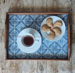 Bandeja de servicio de madera artesanal ecológica con diseño de esmalte para cocina, mesa de comedor, decoración del hogar y regalos - Product Image 4