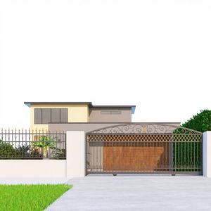 Portes extérieures en fer forgé de haute qualité KHP, double entrée, galvanisées, sécurité renforcée, personnalisables, design moderne 3D - Product Image 1