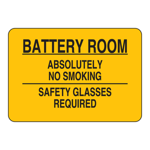 Panneau de sécurité industriel Brady - Salle de batterie : Interdiction de fumer et lunettes de sécurité requises - Product Image 2