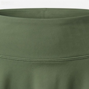 Jupe courte taille haute pour femme, couleur unie, style sportif, volants, tissu respirant en spandex et polyester, à porter toute l'année - Product Image 4