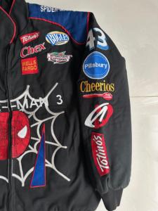 Veste bomber à manches longues pour homme Next Garments, motif Spider-Man, col universitaire, bordure rayée, fermeture éclair - Product Image 3