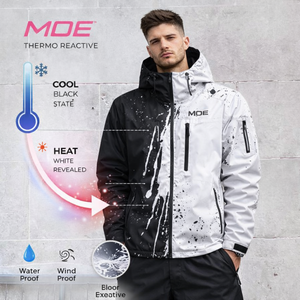 Veste tendance pour homme, personnalisable, noire, thermochromique, streetwear, réactive à la chaleur et à l'eau, coupe-vent. - Product Image 5