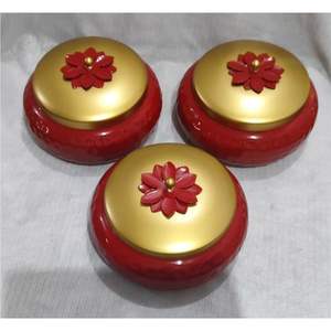 Juego de 3 Recipientes Elegantes de Metal Rojo para Frutos Secos, Contenedor Decorativo para Dulces y Nueces |   Caja de Regalo de Boda, Contenedor de Alimentos de Lujo para Mesa - Product Image 1