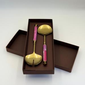 Cubiertos de lujo con mango redondo, chapados en oro, resistentes, para bodas y eventos. - Product Image 6