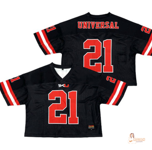 Camiseta de fútbol americano personalizada de moda urbana con estampado por transferencia térmica, diseño rosa sólido para mujer, camiseta corta de malla regular - Product Image 2