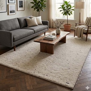 Hand Loom Neutral Area Rug Large Soft Carpet for Living Room Bedroom Modern Minimalist Home Decor Elegant <b>Flooring</b> Indoor Uses - Product Image 1