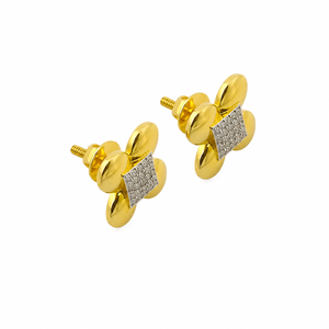 18Kt Solid Gold Diamond Cluster <b>Stud</b> <b>Earrings</b> for Women High Polish Floral Geometric Party Wedding Gift <b>Fine</b> Jewelry - Product Image 4