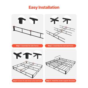 Heavy Duty Metal <b>King</b> Size <b>Bed</b> Frame 9 <b>Mattress</b> Foundation 3500 Lbs Max Weight Capacity Washable Fabric Cloth 80x76x9 Model - Product Image 6