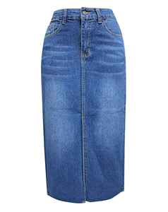 2026 Fashion Women's Casual Denim Skirt High Waist Summer Streetwear Split Knee-Length with Embroidery - Product Image 2