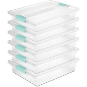 Paquete de 6 Contenedores Apilables de Plástico Transparente con Tapas con Cierre, Amplia Superficie para Escribir, Organizador de Materiales de Arte y Manualidades - Product Image 1