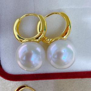 Light Luxury S925 Pure Silver 10-11mm Round Natural Pearl Dangle Earrings with Flawless <b>Matching</b> Gift <b>Box</b> New Design - Product Image 1