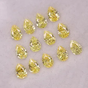 Proveedor mayorista de diamantes cultivados en laboratorio de color amarillo intenso de 6*4 mm, talla brillante en forma de pera, claridad VVS-VS, para joyería personalizada. - Product Image 1