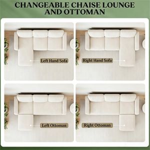 Divano a L per Soggiorno in Crema Bianco - Product Image 4