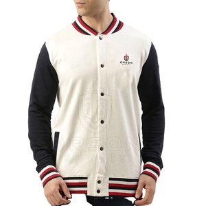 Veste de sport pour homme de qualité supérieure avec logo personnalisé sur le devant, style Letterman tendance, col montant, manches longues, 100% coton - Product Image 1