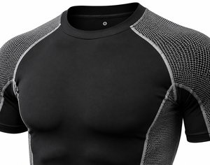 Camisetas de Compresión Blancas de Manga Corta para Hombre, Secado Rápido, Corte Ajustado, Cuello Redondo, Tejido de Lona Transpirable, 180g, Ropa Deportiva - Product Image 5