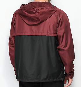 Top Fashion Mens Maroon <b>Black</b> Pullover <b>Windbreaker</b> Jacket Hooded Half Zip Lightweight Streetwear Outdoor Casual Windproof Jacket - Product Image 2