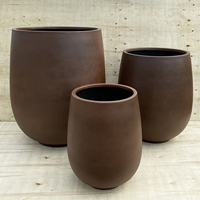 Ensemble de jardinières minimalistes classiques américaines en polystone marron pour l'extérieur, la maison et le jardin, pots de fleurs écologiques et durables pour plantes vertes