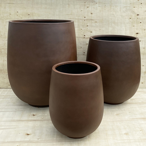 Ensemble de jardinières minimalistes classiques américaines en polystone marron pour plantes vertes d'extérieur - Product Image 2