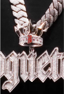 Custom <b>Name</b> Pendant With Crown 925 Sterling Silver Iced Out VVS Moissanite Diamond Cuban <b>Chain</b> Hip Hop <b>Chain</b> Pendant For Men - Product Image 5