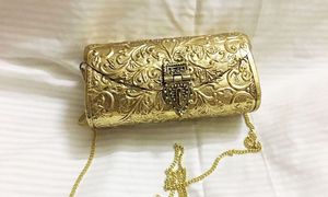 Intricately Carved Handcrafted Ethnic Golden Brass Handle <b>Bag</b> For Women Weddings Evening <b>Party</b> <b>Bags</b> Wholesale <b>Cheap</b> Factory - Product Image 3