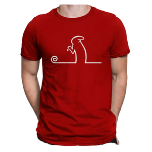 T-shirt noir à manches courtes pour homme avec motif graphique à ligne blanche, col rond, coupe décontractée, imprimé sur le devant, longueur standard - Product Image 6