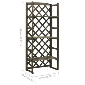 Supporto per Piante Medio Rettangolare in Legno di Abete con Finitura Grigia Solida, Prodotto per Set da Giardino - Product Image 6