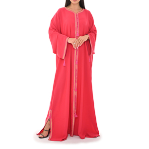 Plain Color Arabic Jalabiya <b>for</b> Women Modest <b>Long</b> <b>Dress</b> Breathable Fabric Traditional Middle East Outfit - Product Image 1
