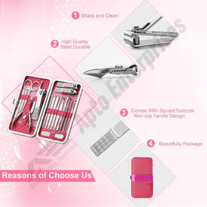 Cadeau rose pour femmes et hommes, kit de soins des ongles, ensemble de manucure et de toilettage avec étui de voyage, kit de manucure en acier inoxydable de 18 pièces - Product Image 4