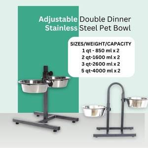 Soporte Elevado Ajustable y Duradero para Comederos de Perros con 2 Cuencos de Acero Inoxidable para Comida y Agua - Portátil para Gatos y Perros - Pedido al por Mayor - Product Image 4