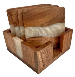2026 Hot Selling Wood & <b>Resin</b> Coasters Party Wedding Decor Luxury Attractive <b>Epoxy</b> <b>Resin</b> With Wood Coasters Set at Best Price - Product Image 3