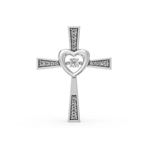Lab Grown Diamond Cross Pendant <b>Necklace</b> 14K Yellow Gold Rhodium IGI Certified Heart Cross Design for Women Religious Party - Product Image 4